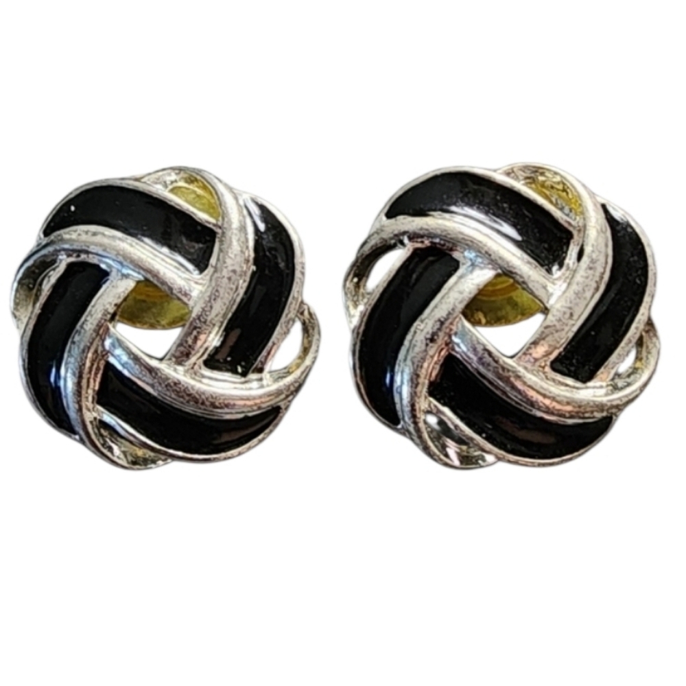 Silver and Black Knot Earrings